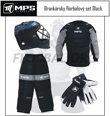 MPS Black brankársky set + maska MPS Pro + Florbalové rukavice MPS